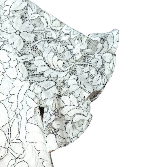 Heartloom Womens White Floral Lace Ruffle Short Sleeve Top - Picture 4 of 8